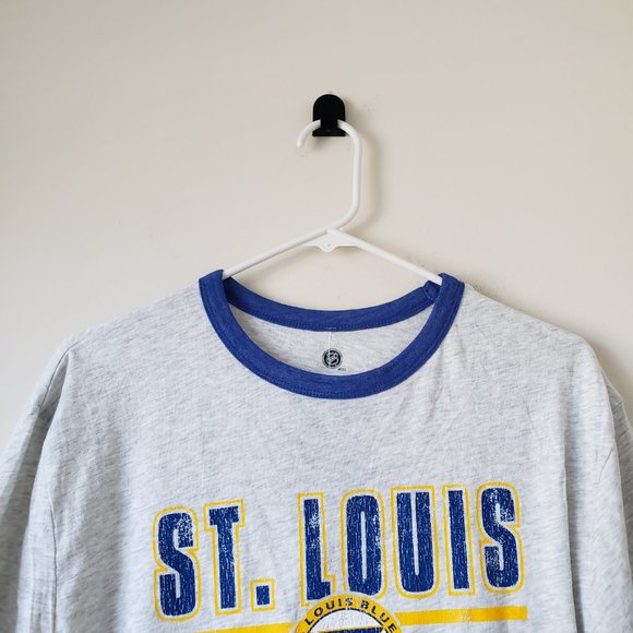 St Louis Blues T-Shirt Tee Mens Large Heathered Light Gray NHL Big Logo NWT - Picture 4 of 13